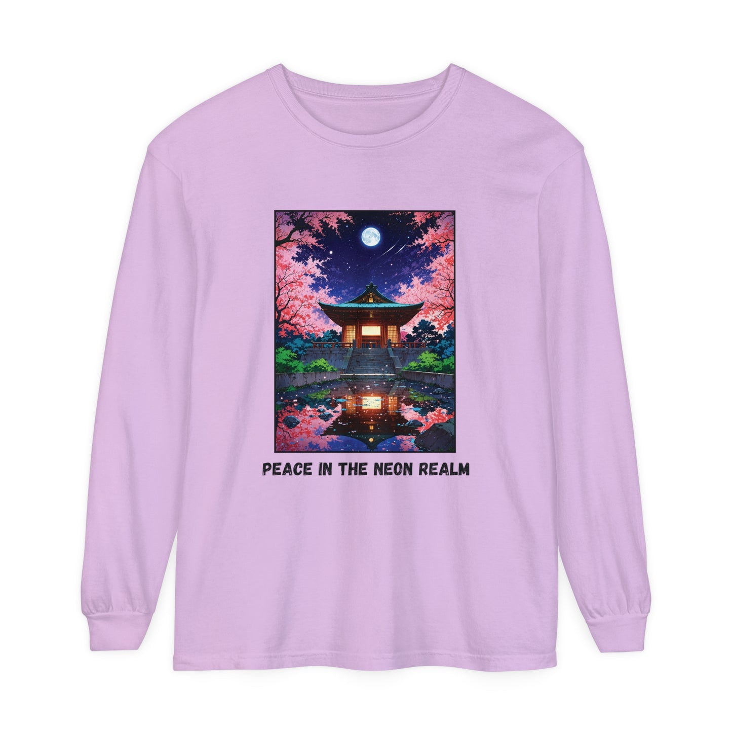 Peace in the Neon Realm – Retro Anime Long Sleeve Tee