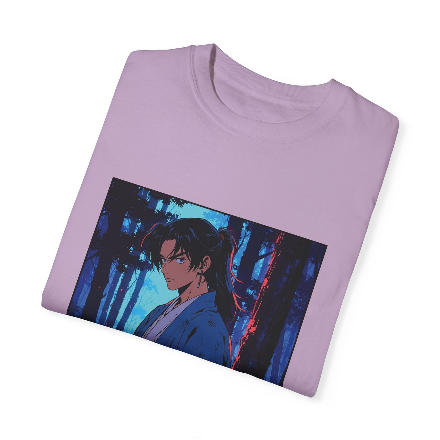 Anime Samurai 80s T-Shirt - Retro Neon Path Design