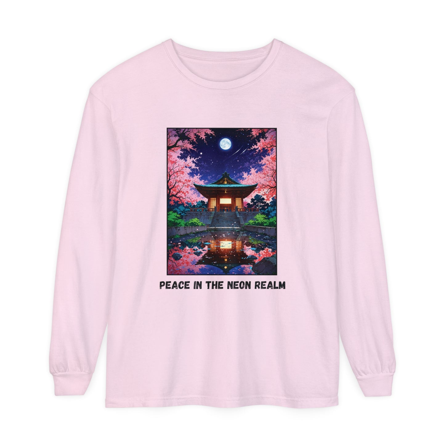 Peace in the Neon Realm – Retro Anime Long Sleeve Tee