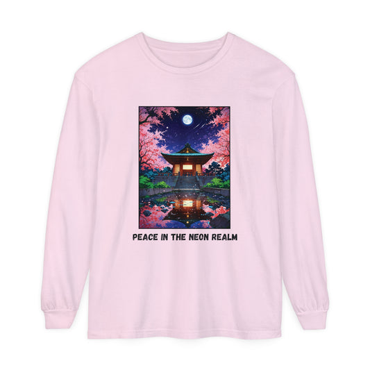 Peace in the Neon Realm – Retro Anime Long Sleeve Tee