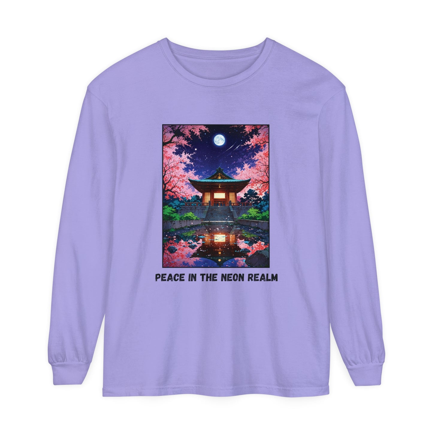 Peace in the Neon Realm – Retro Anime Long Sleeve Tee