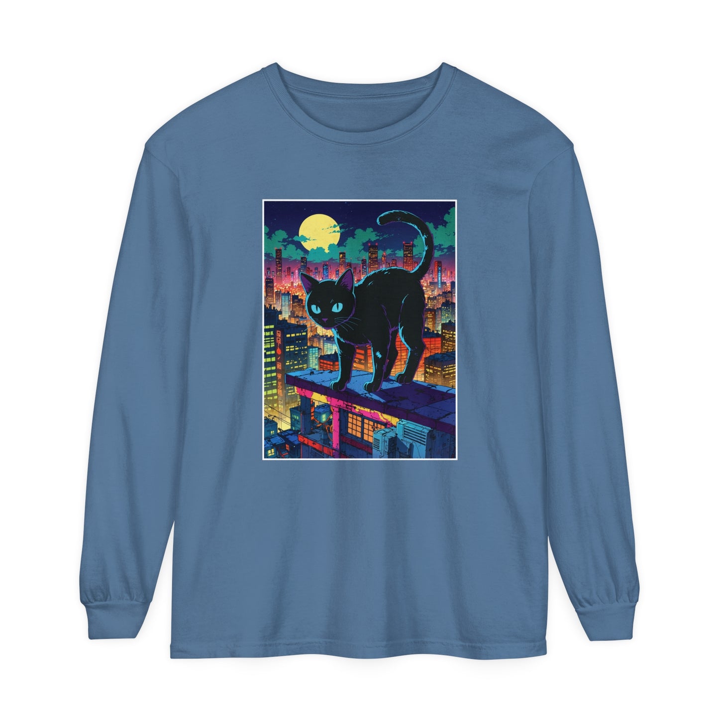 Midnight Watcher – Retro Anime Long Sleeve Tee