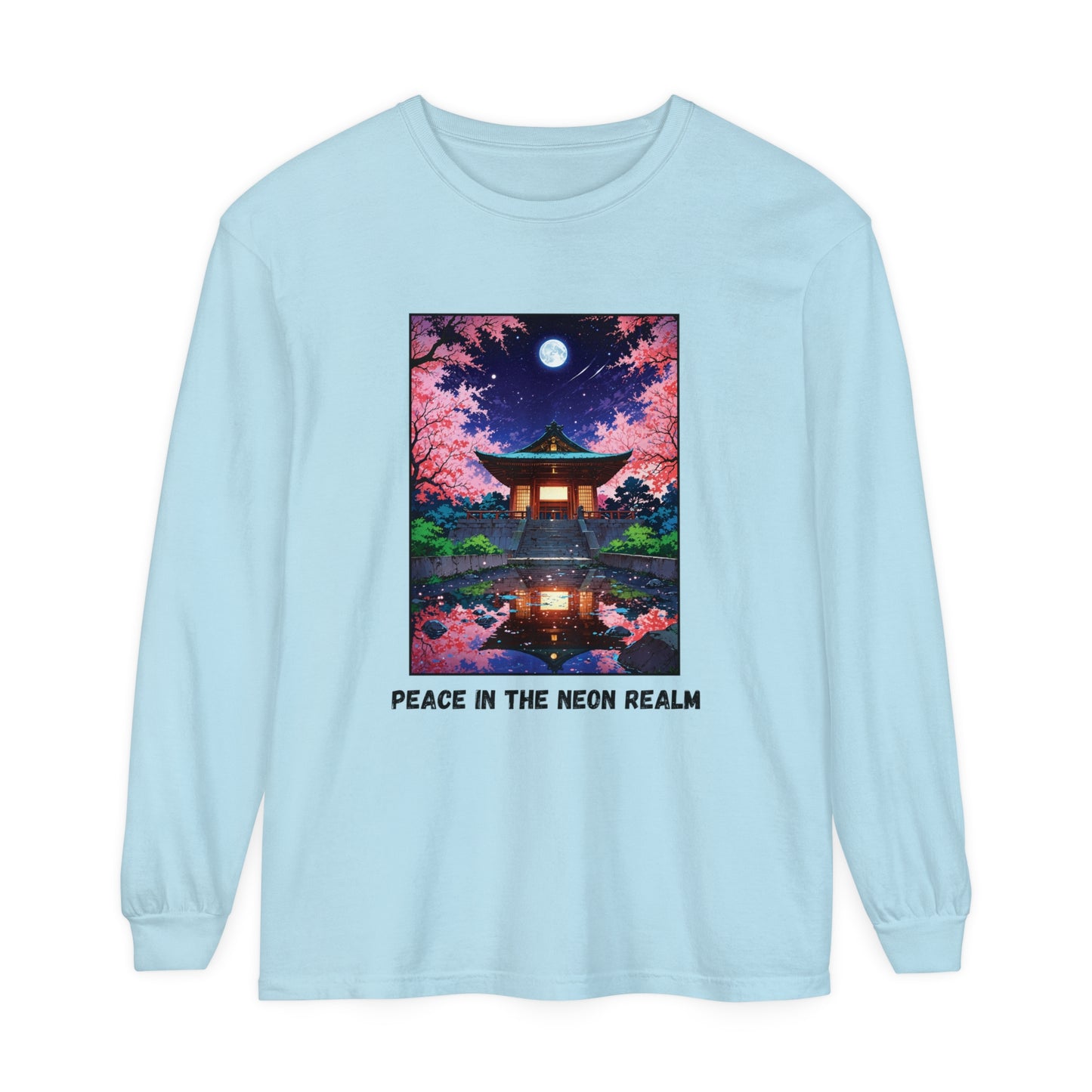 Peace in the Neon Realm – Retro Anime Long Sleeve Tee